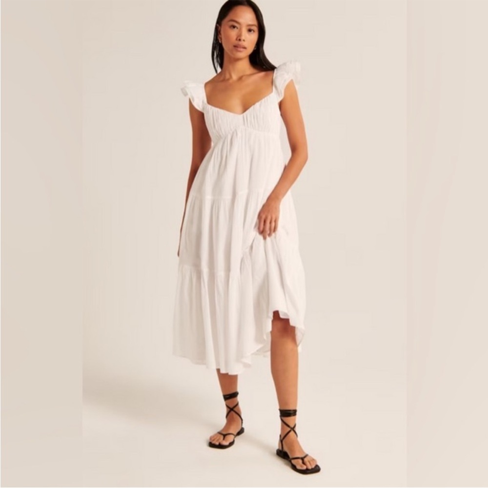 Abercrombie ruffle sleeve poplin “maxi” dress